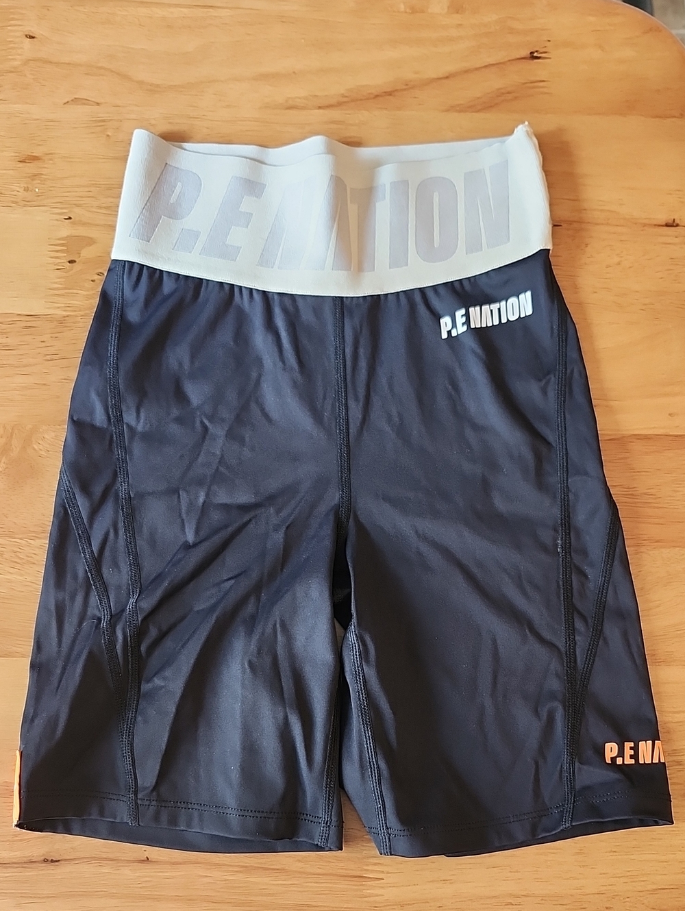 P.E Nation Black Athletic High-Waist Shorts with Gray Waistband/XS